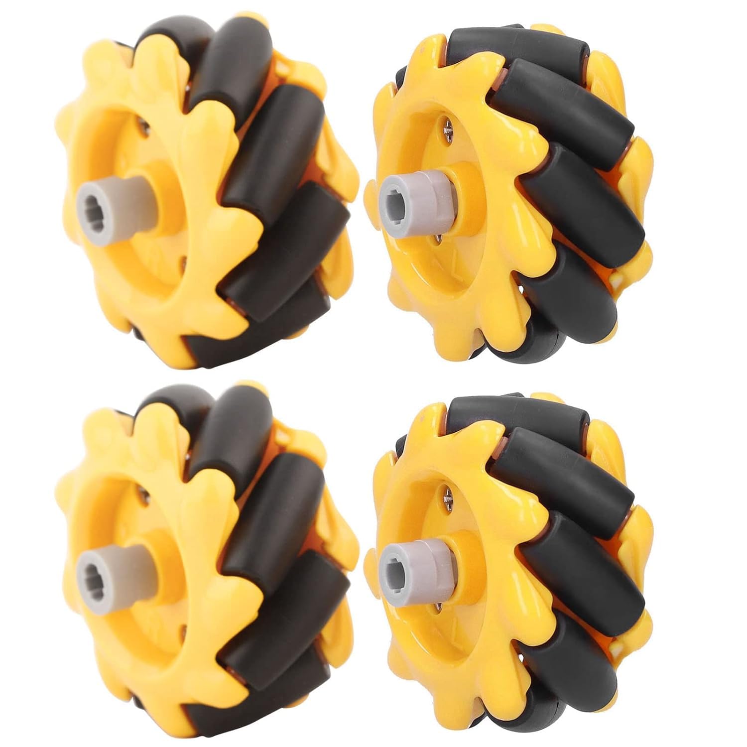 48mm Mecanum Wheel Set 4 Pack for Smart Robot Car Omni-Directional Rubber Wheels Compatible with TT Motor and Building Blocks Yellow Black DIY Robotics Parts Accessories 2