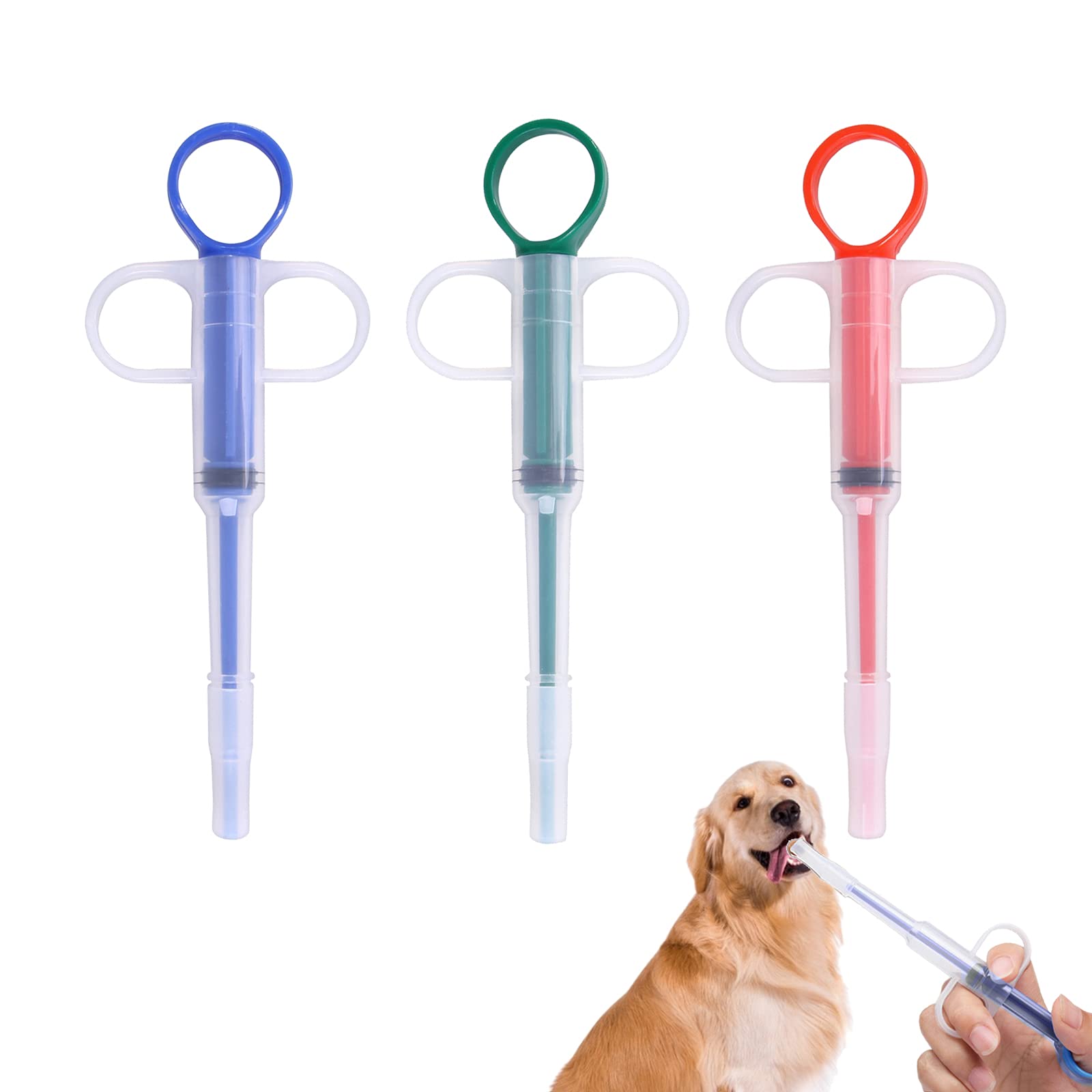 HEUIZHI 3 Pack Pet Medicine Feeder Birds Cats Dogs Soft Tip Medical Feeding Versus Control Rods Pet Pill Liquid Silicone Syringe Dispenser Suit