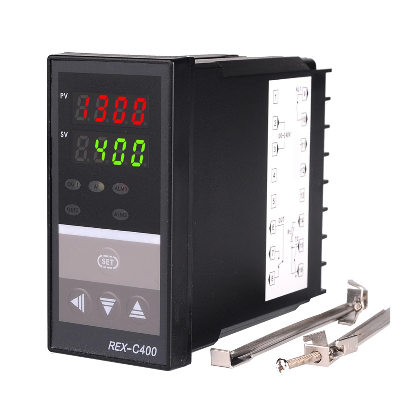 RWRAPS regolatore Temperatura pid Doppio regolatore di Temperatura PID Digitale REX-C400 con termocoppia sensore K, Uscita relè