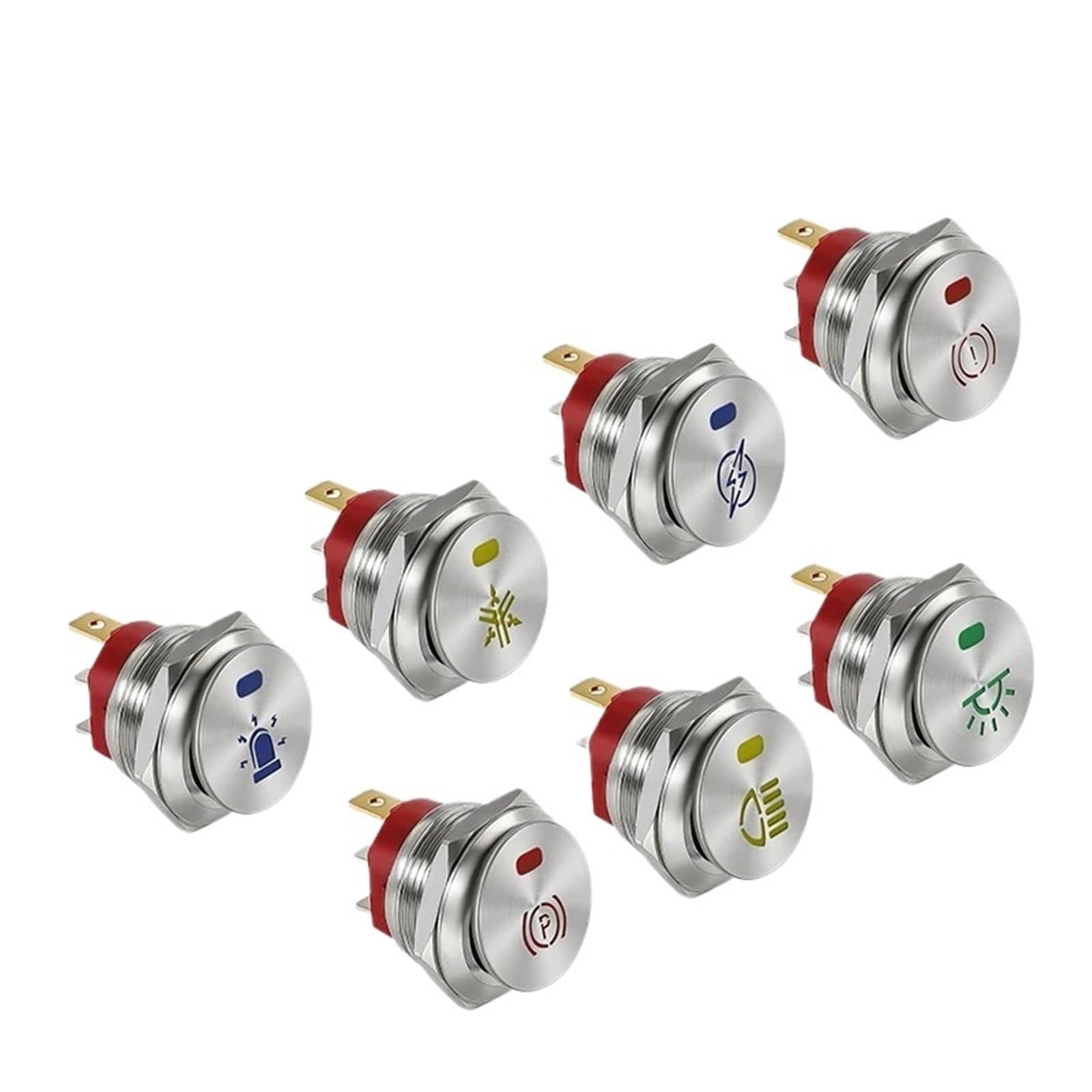 Interrupteur métallique 22mm 3 broches finition premium à LED bleue