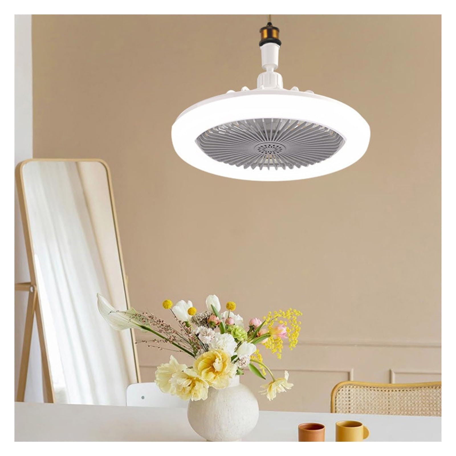 Wentylator sufitowy z lampą E27 lekki pilot aromaterapia wentylator lampa sypialnia salon cichy chłodzący światło Ciche ChłOdzenie(White Remote control)