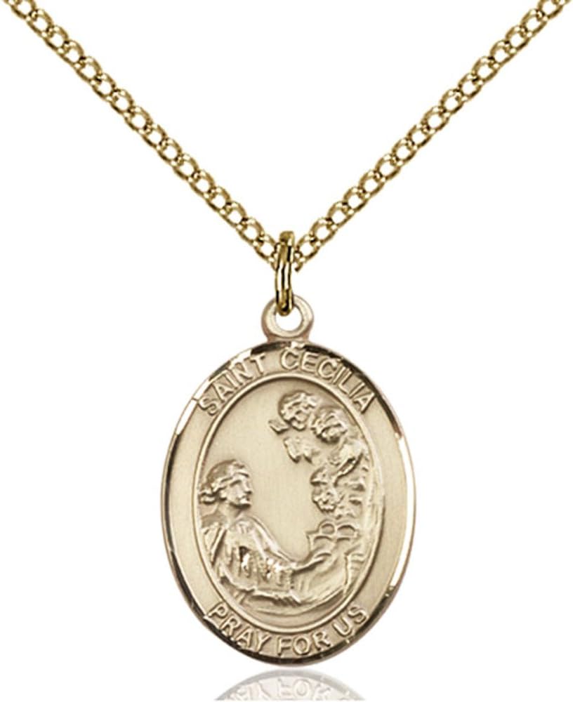 Bonyak Jewelry St. Cecilia Hand-Crafted Oval Medal Pendant in 14kt Yellow Gold-Filled