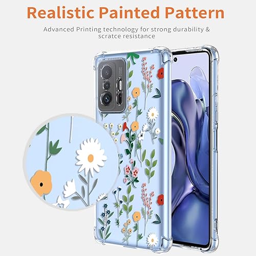 Miniatura 4 de KOARWVC Funda para Mi 11T 5GMi 11T Pro 5G 2108111RG funda transparente con diseño de TPU suave absorción de golpes diseño de flores delgadas para