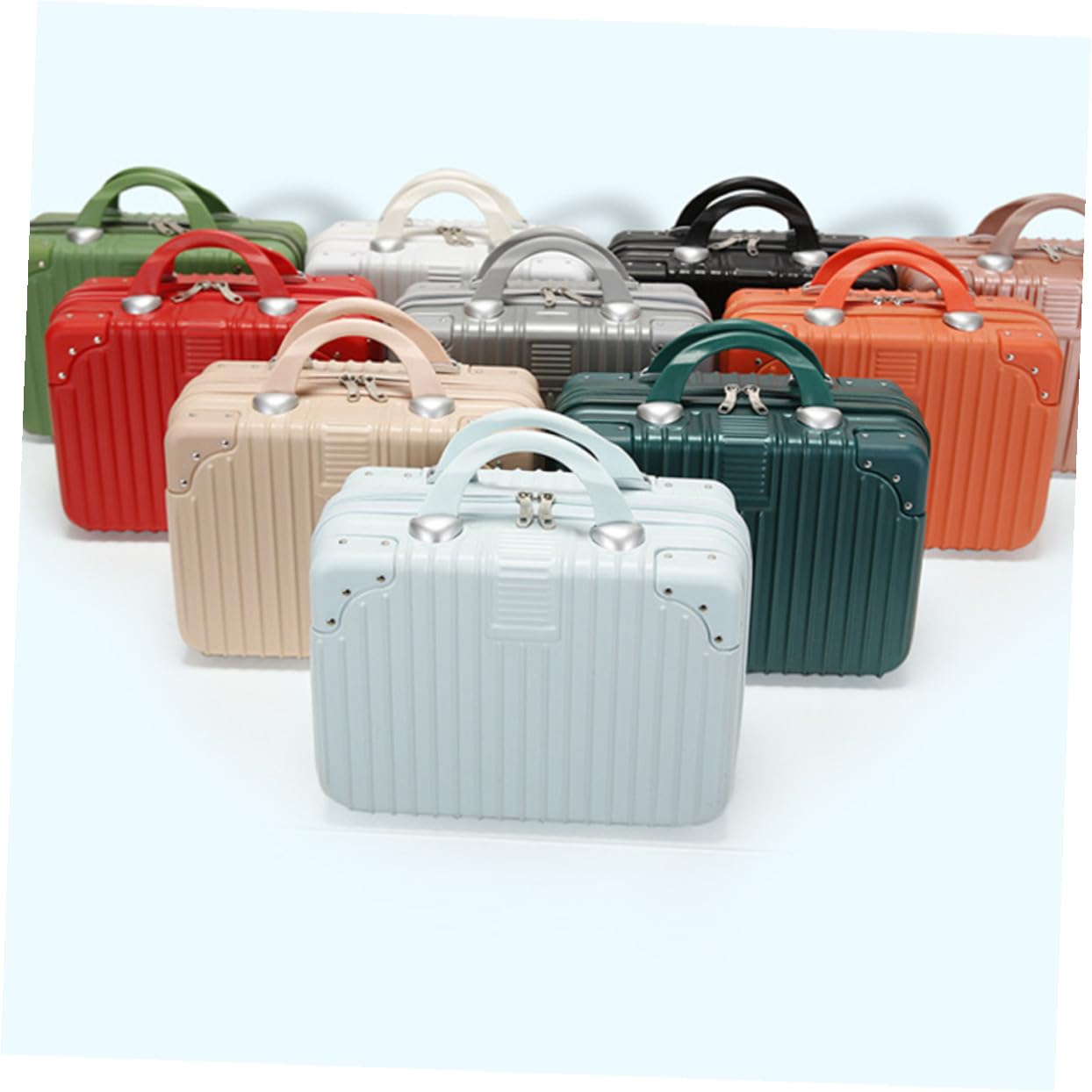Angoily Valise de Maquillage Organisateur de Trousse à Cosmétiques en Abs et Pc Grosse Capacité à Fixer Poignée de Valise pour Voyage et Maison