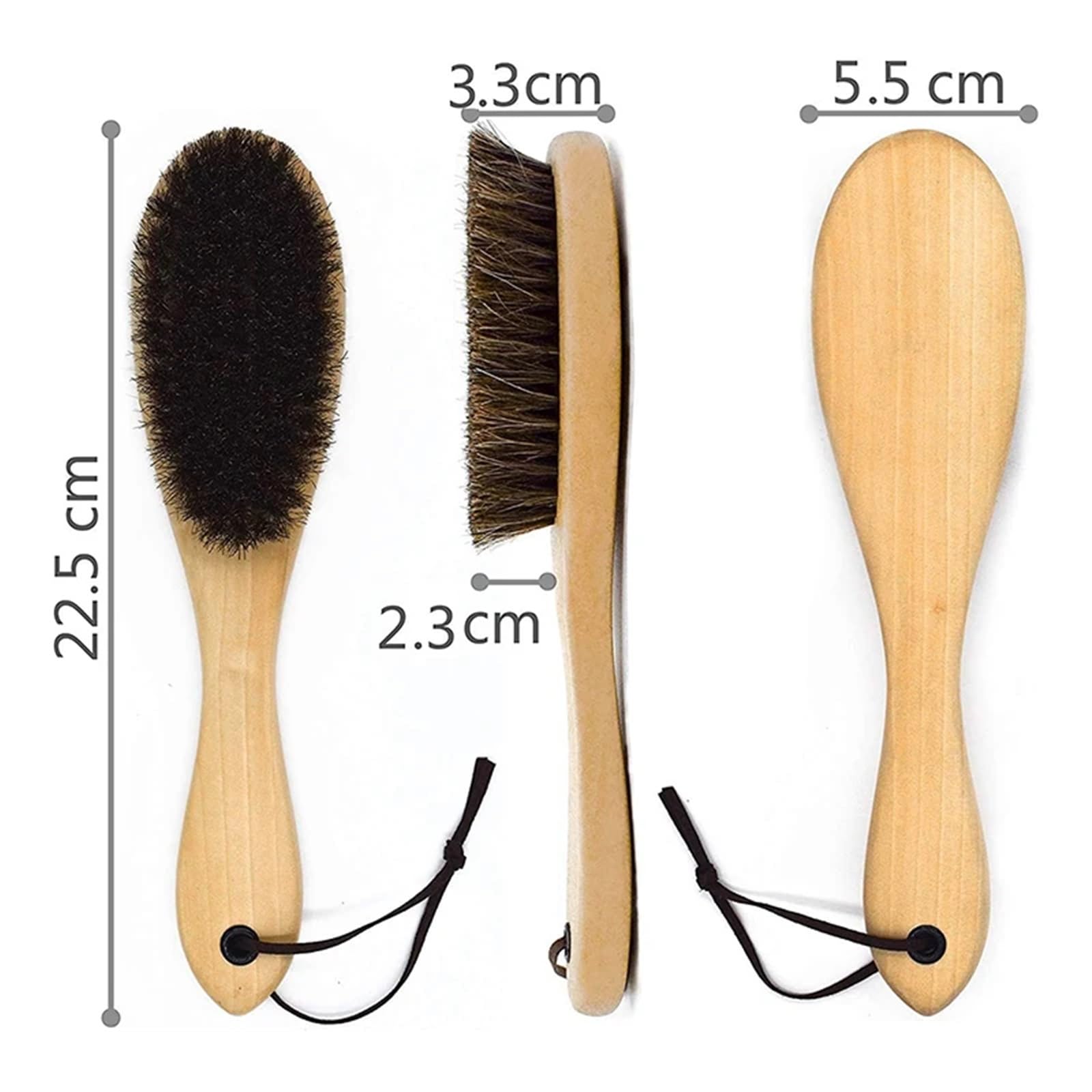 Schuhputzbürste aus Holz, volles Borstenhaar, Langer Griff, Reinigungsbürste, weiches Lederpolierwerkzeug, Stiefelglanztuch, Anzugpflege Schuhbürste