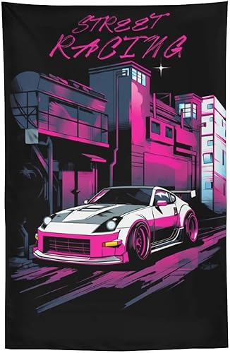 Miniatura 19 de QEOPGNE Tapiz grande para colgar en la pared, diseño de puente de puerta dorada, grandes olas, japonés, retro, Jdm, auto, R34, tapiz para