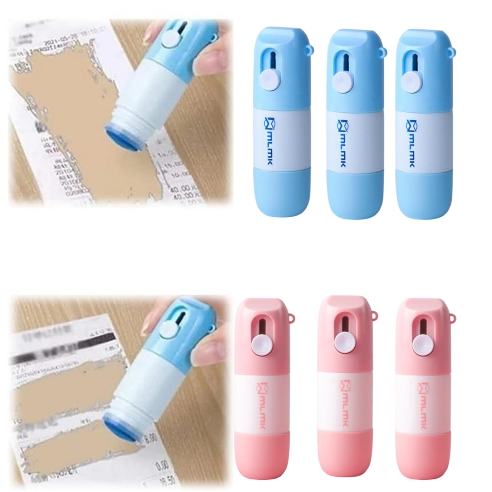 Eraser Labels Package,Thermal Paper Correction Fluid with Package Opener, 6 Pieces Personal Privacy Protection Artifact, 2 in 1 Anti Leak Erase Device -inform