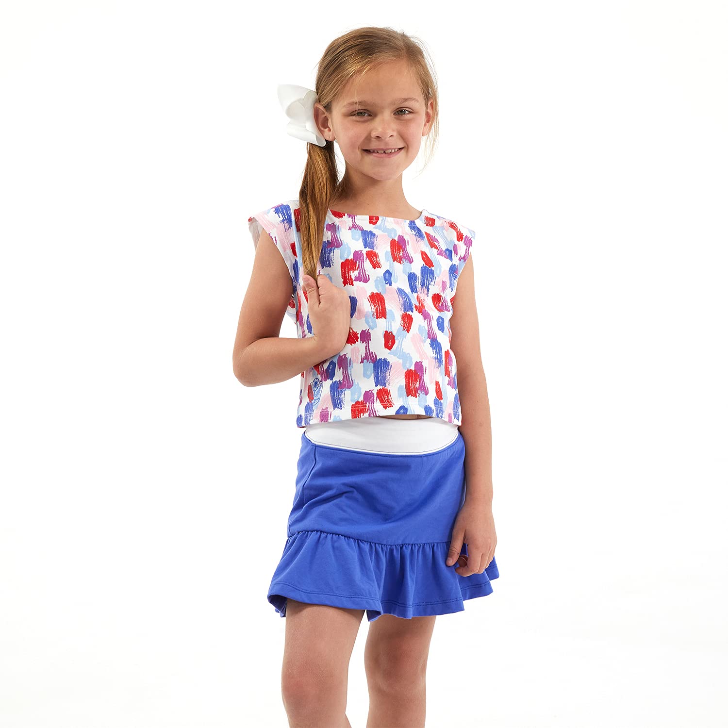 Street Tennis Club Girls Tennnis & Golf Tank and Skirt and Built in Shorts with Brush Stroke Pattern -Size L/10
