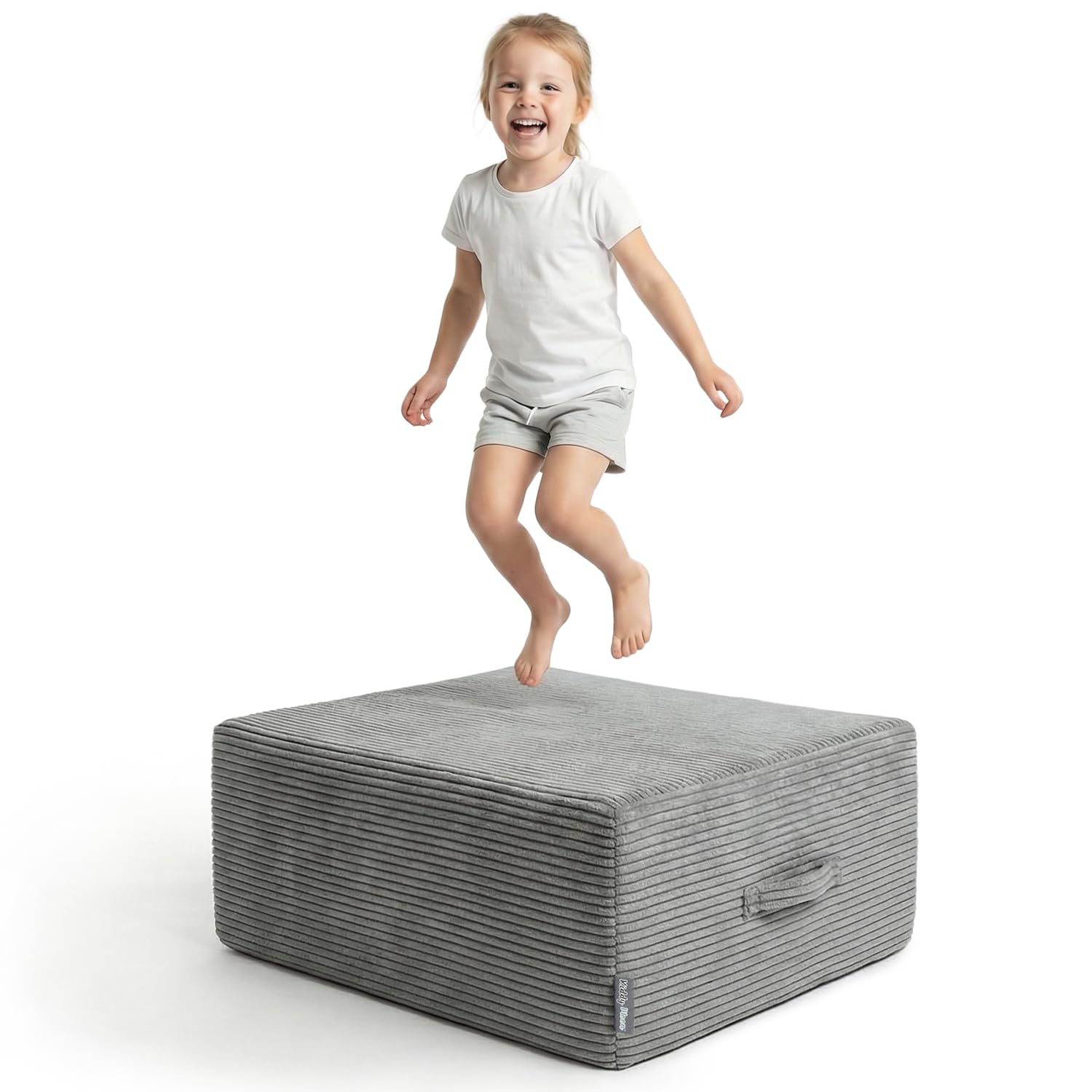 KiddyMoon Hüpfpolster Für Kinder Hüpfmatratze Kinder Trampolin Für Zuhause Turnmatte Matratze Zum Hüpfen Abnehmbarer Bezug Waschbar, Dunkelgrau
