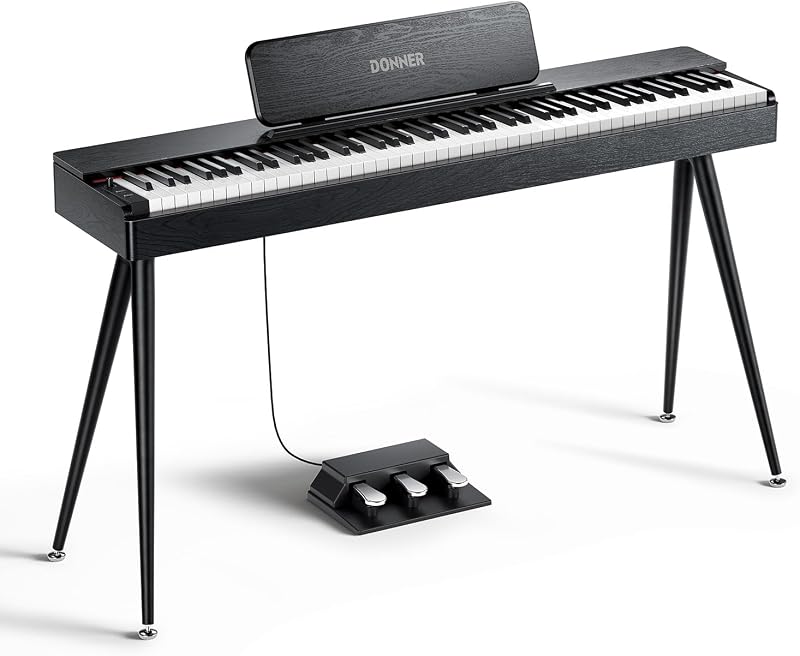 OURA S100 Piano digital con teclado ponderado de martillo graduado de 88 teclas para principiantes, teclado de piano eléctrico de tamaño completo con Bluetooth, 3 demostraciones originales, LOCAL OFF, 2 × 10 W, piano de tres pedales, negro
