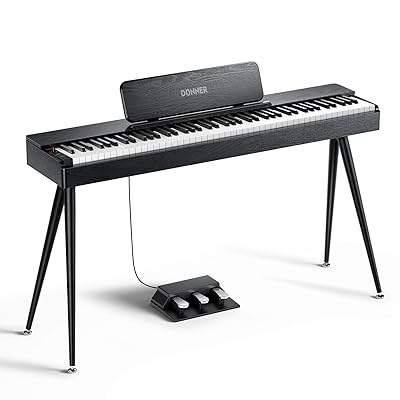 Donner OURA S100 Digital Piano with 88 Key Graded Hammer Weighted Keyboard for Beginner, Full Size Electric Piano Keyboard with Bluetooth, 3 Original Demos, LOCAL OFF, 2×10 W, Piano Three Pedal, Black