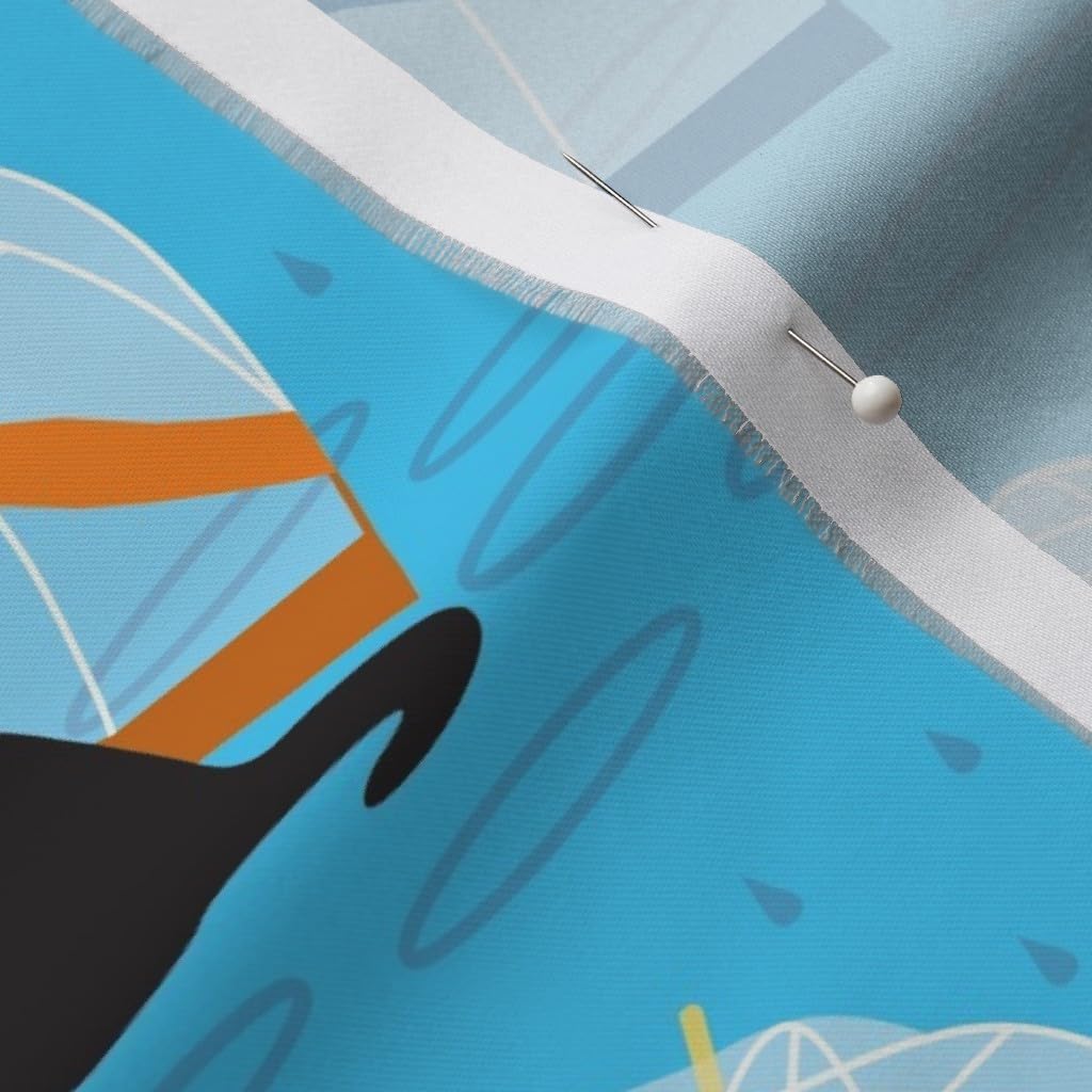 Spoonflower Fabric - Cats Cat Raindrops Rainbow Rainbows Umbrella Parasol Printed on Organic Cotton Sateen Fabric by The Yard - Sewing Quilting Apparel Home Decor