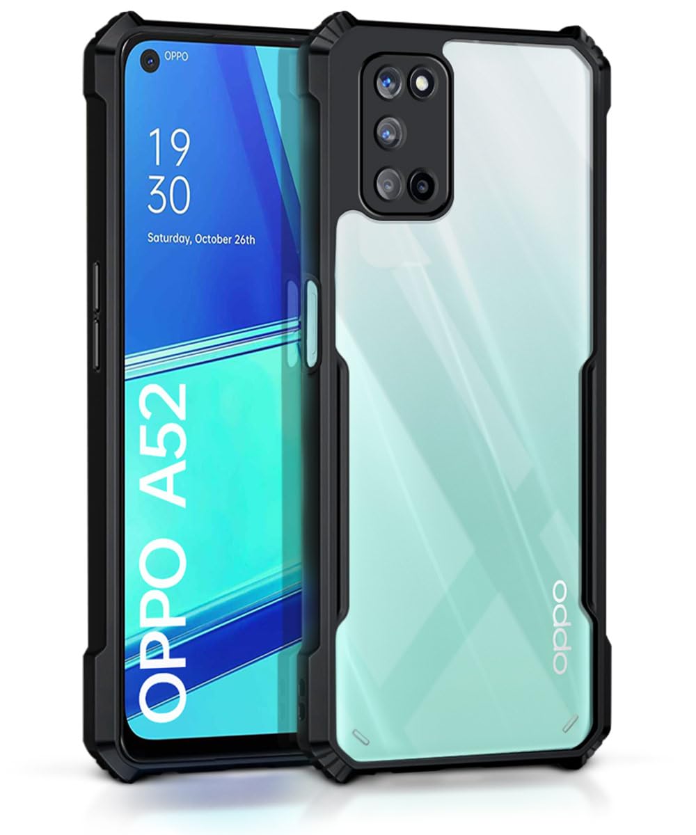 WOW IMAGINE Shock Proof Clear Back Case Mobile Cover for Oppo A52 (Hard | Hybrid PC + TPU | Full Armour Device & Camera Protection | Black) (B08THY9LD9) Amazon Price History, Amazon Price Tracker