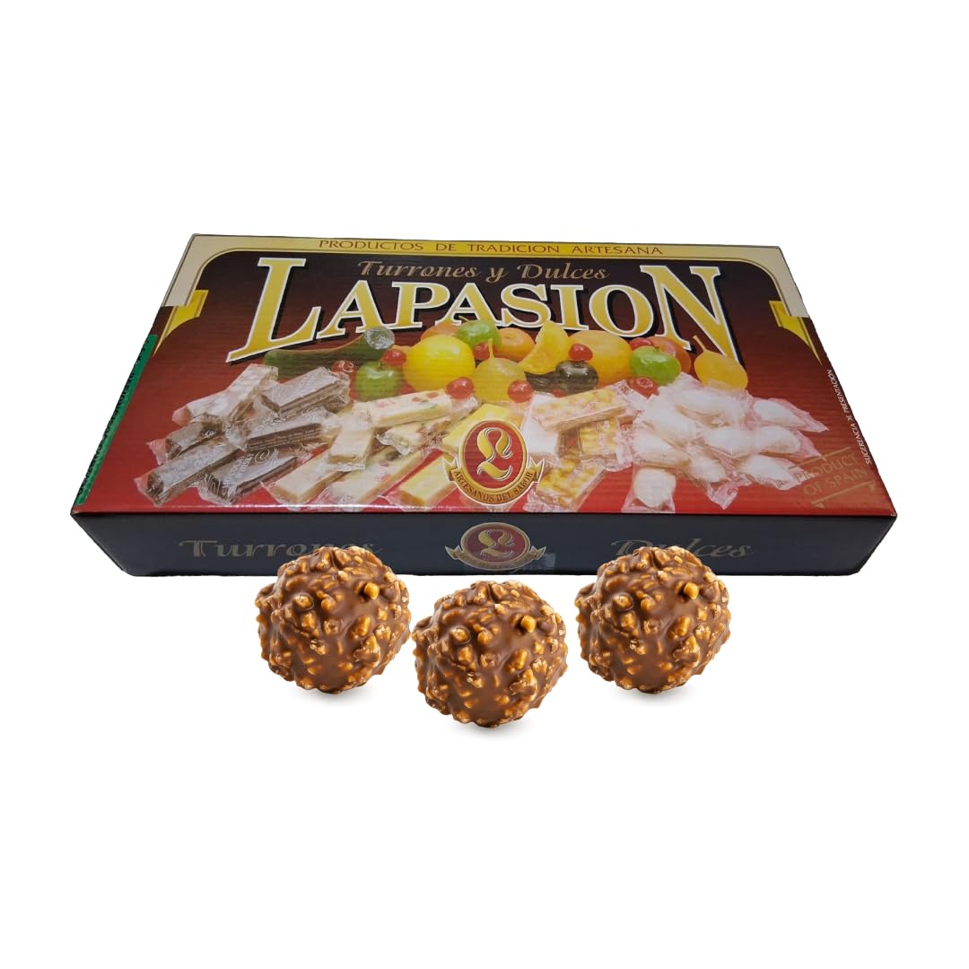LAPASION - Bombon crocanti relleno de crema de cacao y avellana, cubierta de crocanti de almendra, cobertura de cacao y arroz inflado). Caja 2Kg