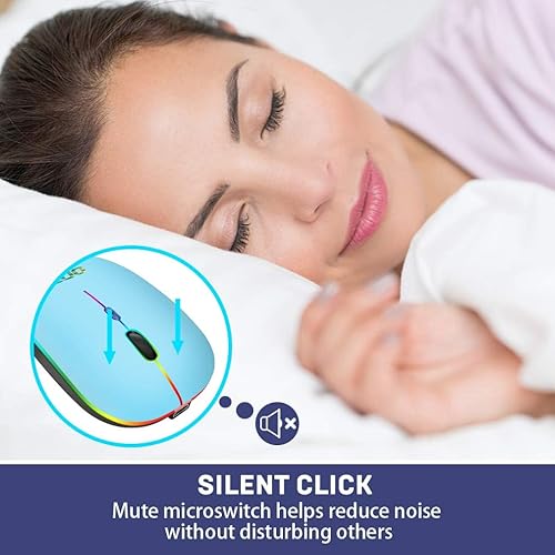 Miniatura 5 de COO Ratón inalámbrico, LED delgado modo dual (Bluetooth 5.1 y 2.4G inalámbrico) recargable LED inalámbrico con 3 DPI ajustables para iPad OS 13,