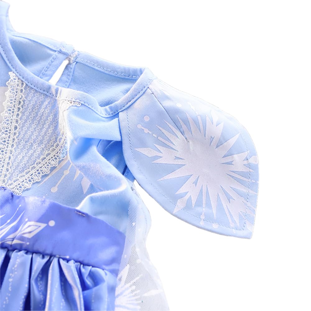Lito Angels Baby Girls Princess Snow Queen Costume Party Fancy Dress Up with Cape and Accessories Age 6-12 Months Blue 267 - Image 3