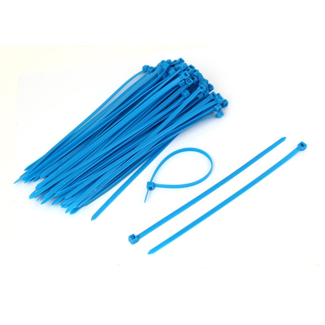 Aexit 5mm x Clamps 200mm Network Cable Cord Wire Nylon Zip Tie Blue Strap Clamps 100 Pcs