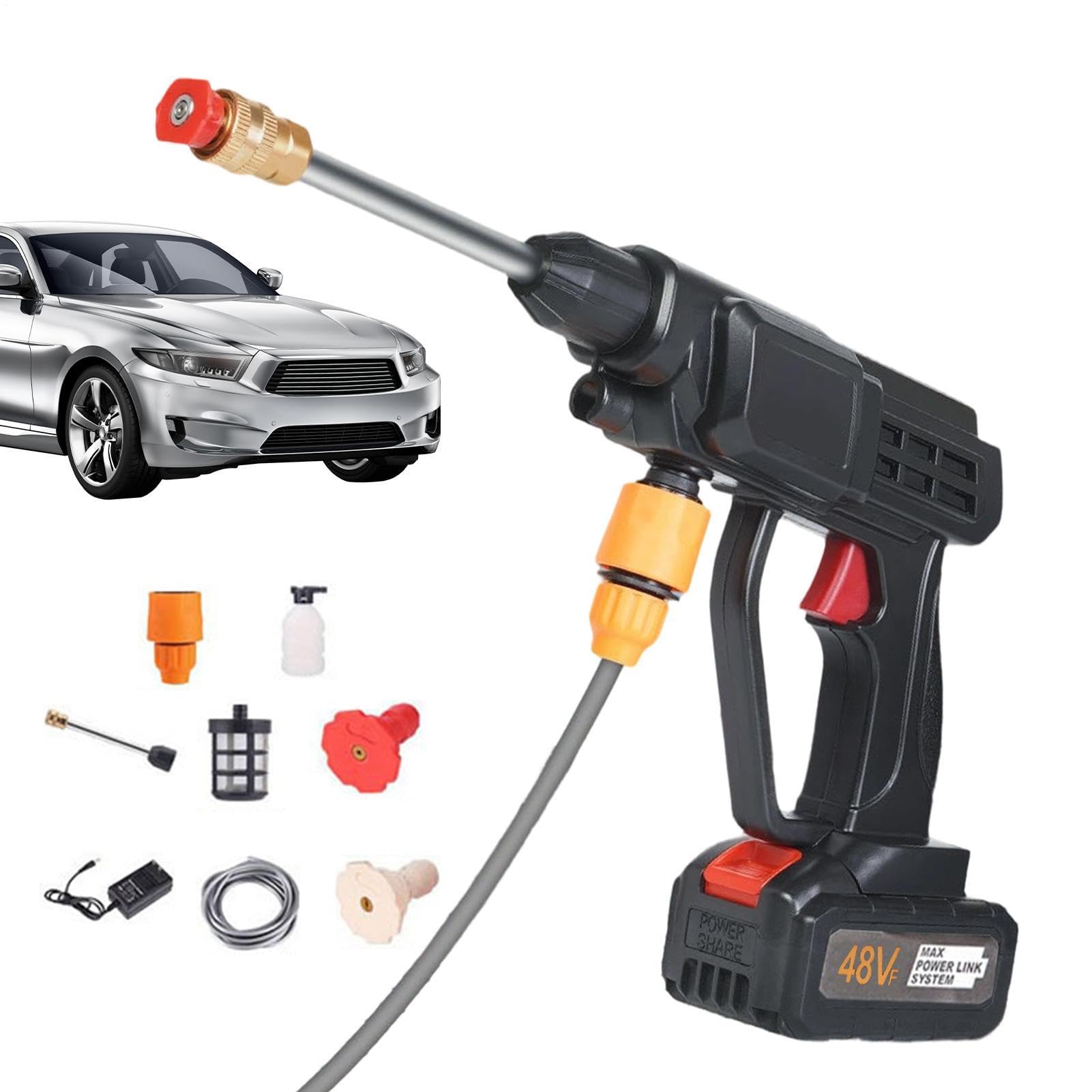 Limpiador a Presión Inalámbrico Boquilla Ajustable Herramienta de Limpieza | Hidrolimpiadora para coche Jardín Patio Coche Ventana Terraza Césped Hogar