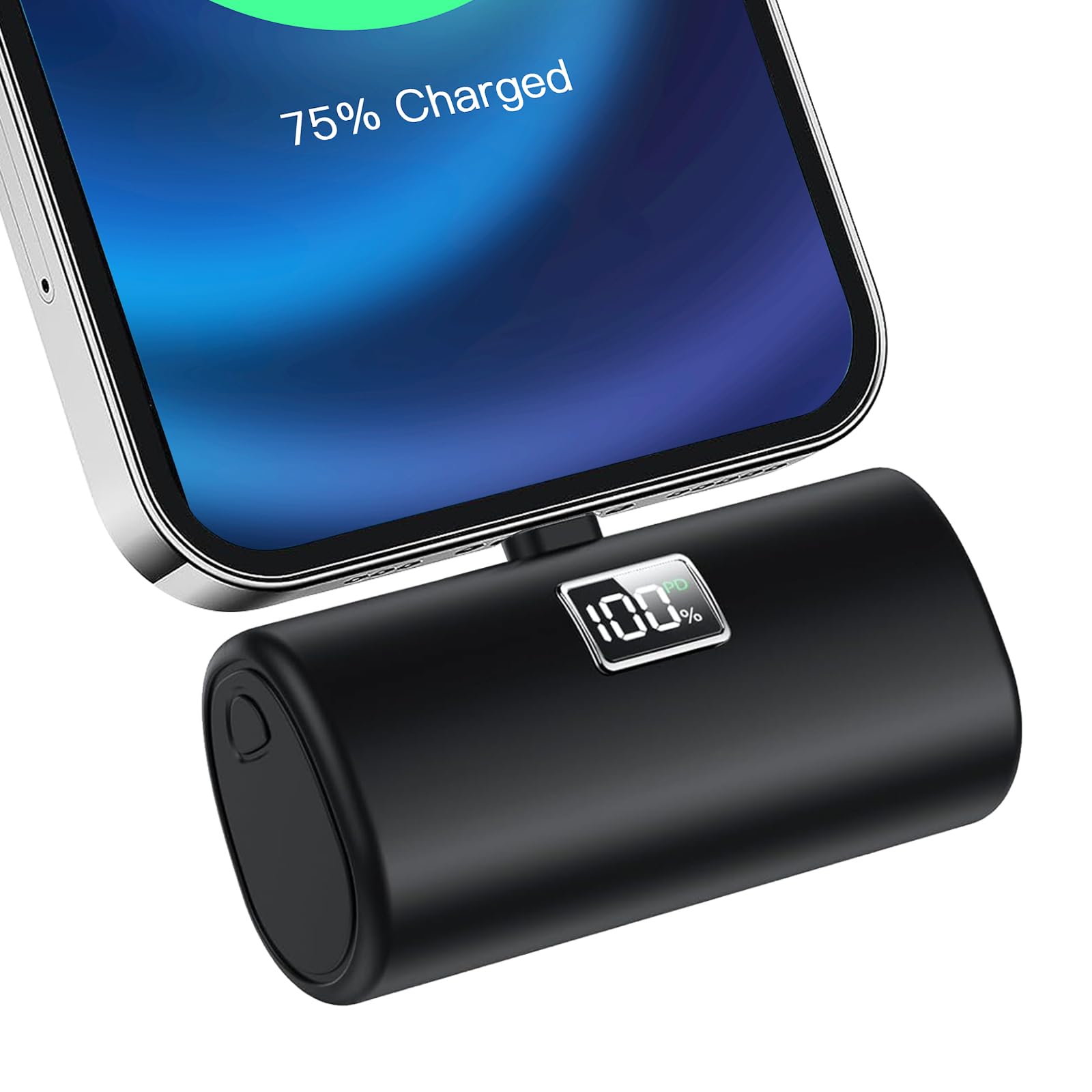 Portable Charger for iPhone, [5000mAh] Small Power Bank with LED Display, Ultra-Compact 20W PD Fast Charging Mini Battery Pack Compatible with iPhone 14/14 Pro Max/13/13 Pro/12 Pro/11/XR/X/8/7/6,Black