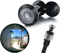 TOGU Orifícios de latão sólido de 220 graus para porta com broca de 16 mm, olho mágico de porta de 1,6 cm com privacidade, compatível com porta grossa de 3,5 cm a 6,5 cm, acabamento preto fosco