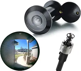 TOGU Orifícios de latão sólido de 220 graus para porta com broca de 16 mm, olho mágico de porta de 1,6 cm com privacidade, compatível com porta grossa de 3,5 cm a 6,5 cm, acabamento preto fosco