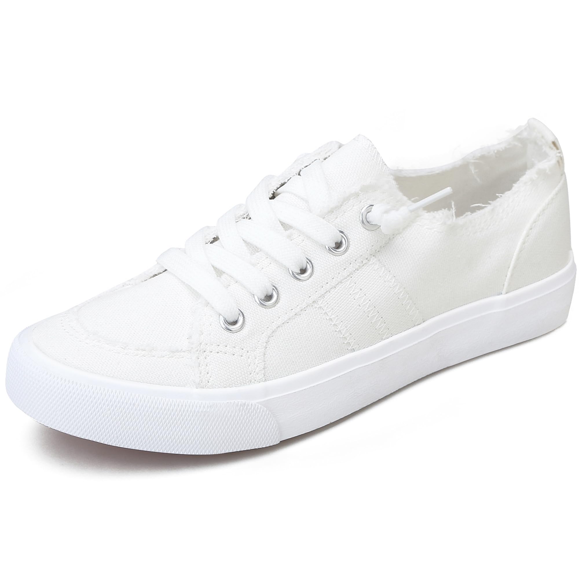 Women's Play Fashion Sneaker White Color Washed and Leopard Canvas Slip on Shoes