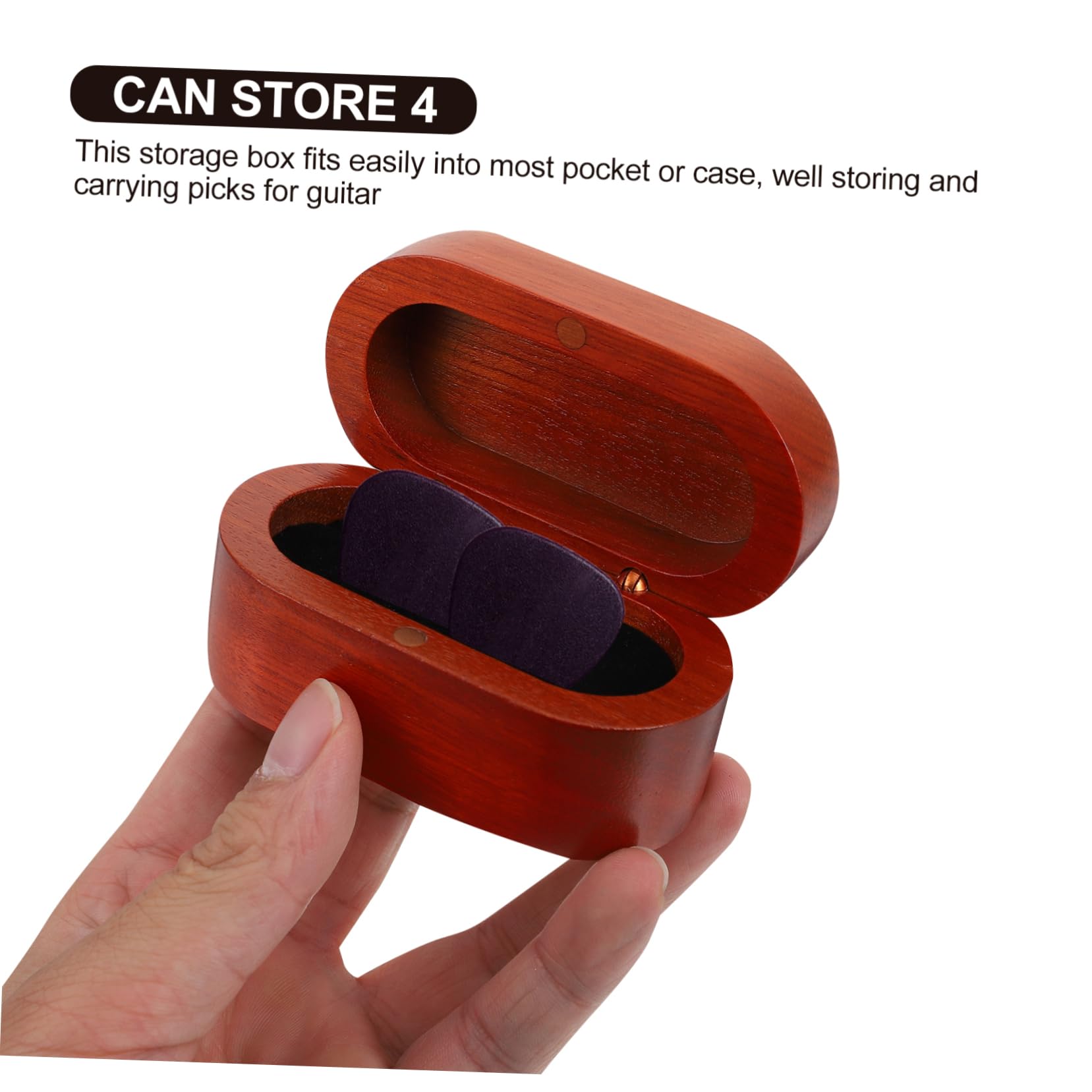 OFFSCH 1Pc Multi Functional Guitar Picks Box Portable Guitar Pick Holder Durable Dark Red Plectrum Organizer for and Transport present for Musicians and Guitar Lovers