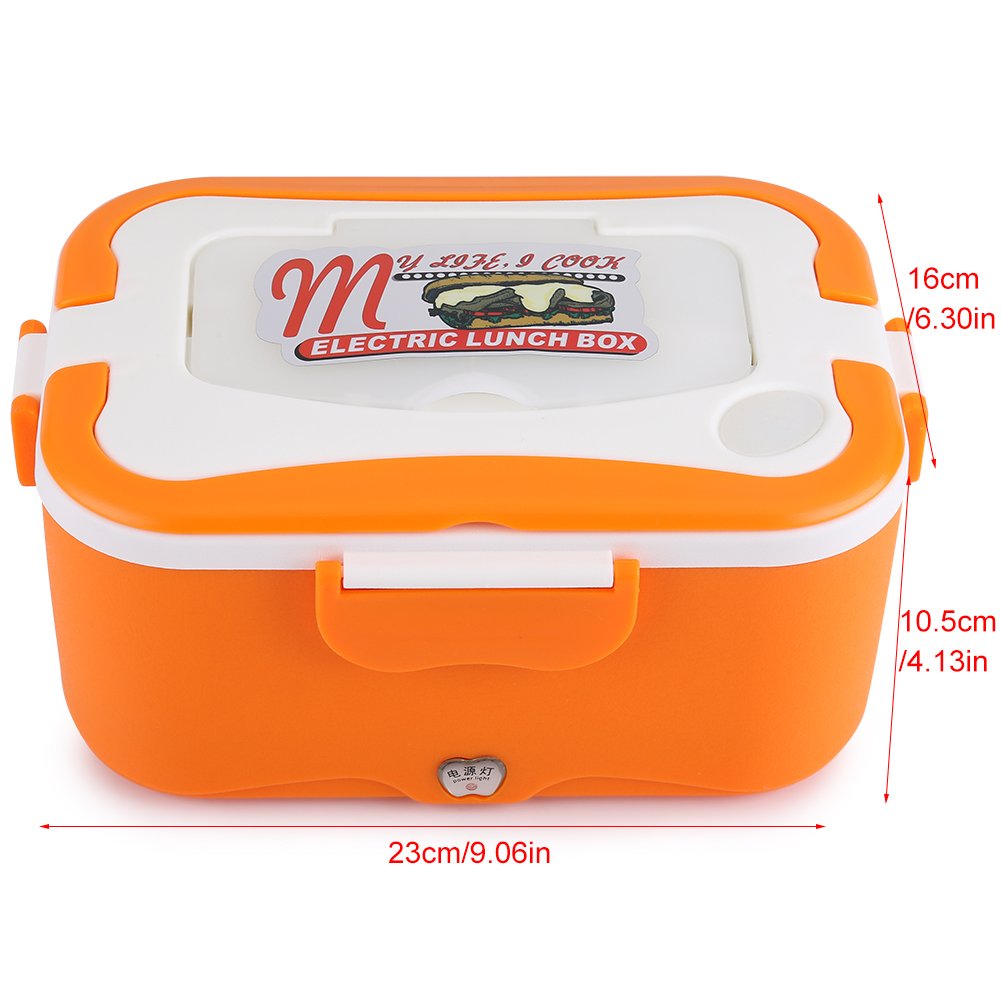 Lunch Food Warmer elektryczne pudełko na lunch, do samochodów ciężarowych, 12 V/24 V, elektryczne pudełko bento Box do podgrzewania obiadu w samochodzie podczas podróży (kolor pomarańczowy, 12 V)