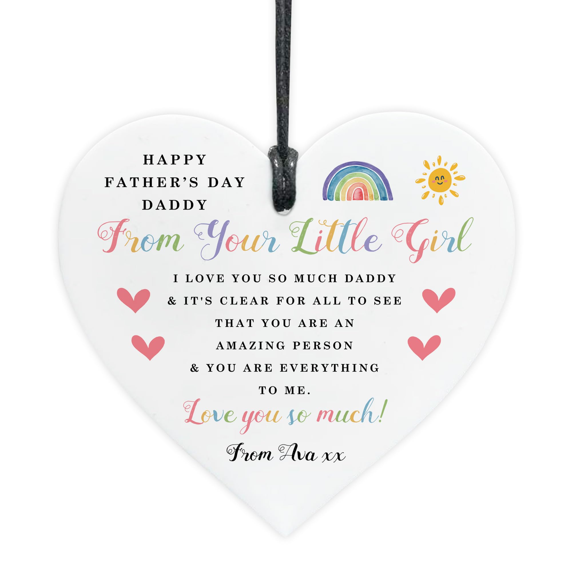 Red Ocean Personalised Daddy Gift For Fathers Day From Daughter Happy Father's Day Heart Gift For Dad Daddy Gifts From Daughter