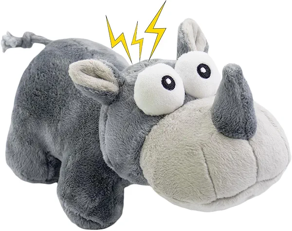 CneeeeeB Squeaky Dog Toy Cute Chew Toys with Crinkle Paper Durable Hours of Fun for Small Puppy Middle and Large Dogs Stuffed Toys Rhinoceros