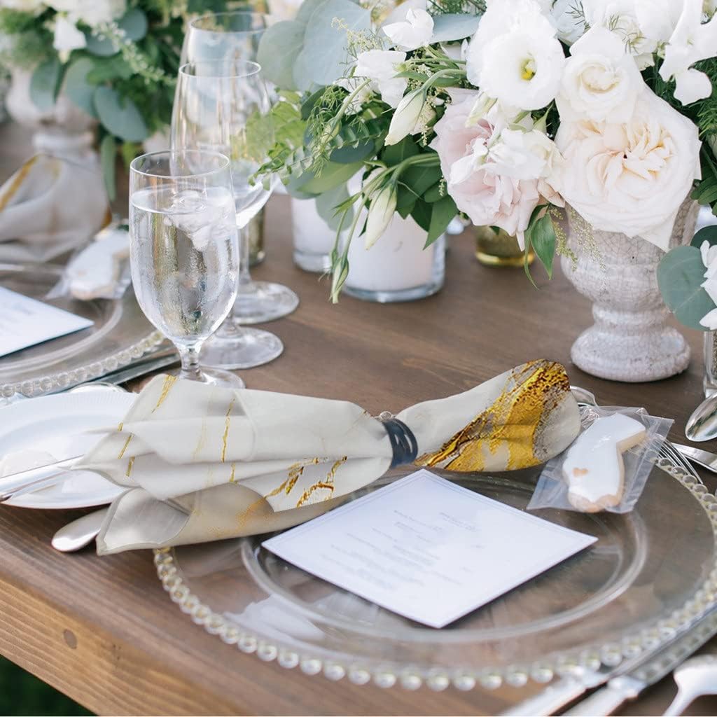 Marble Texture White Table Napkin Set Wedding Banquet Cloth Soft Tea Towels Dinner Handkerchief