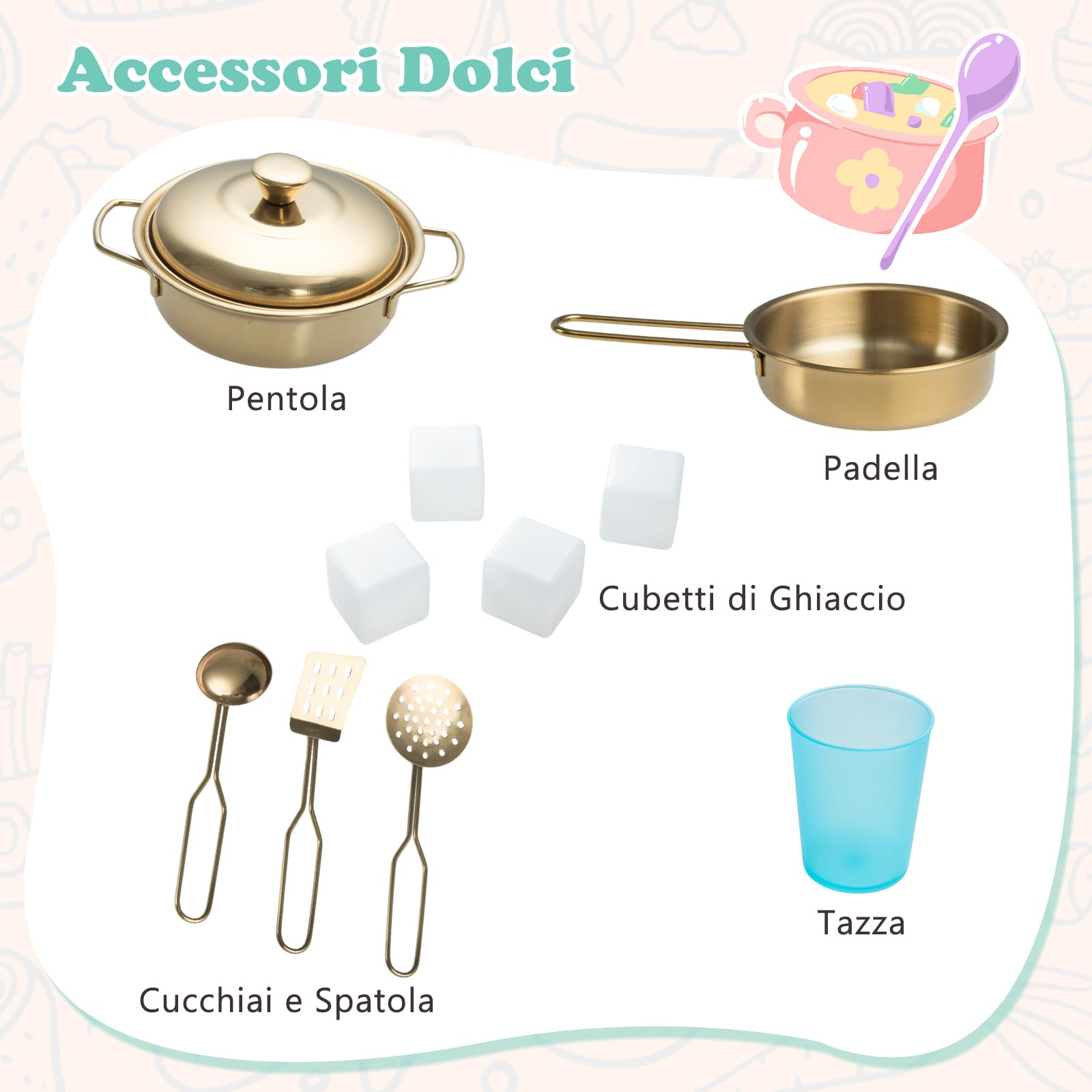 RELAX4LIFE Cucina Giocattolo per Bambini, Gioco Cucina in Legno con Frigo con Lavagna, Microonde, Forno, Macchina per il Ghiaccio, Mini Cucina per Bambini 3-6 Anni (Verde, 82 x 24 x 80 cm)