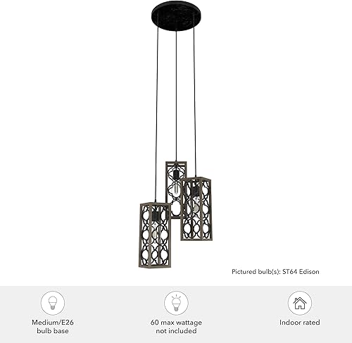 Miniatura 7 de Hunter Fan Company 19995 Colgante de racimo Gablecrest, roble francés