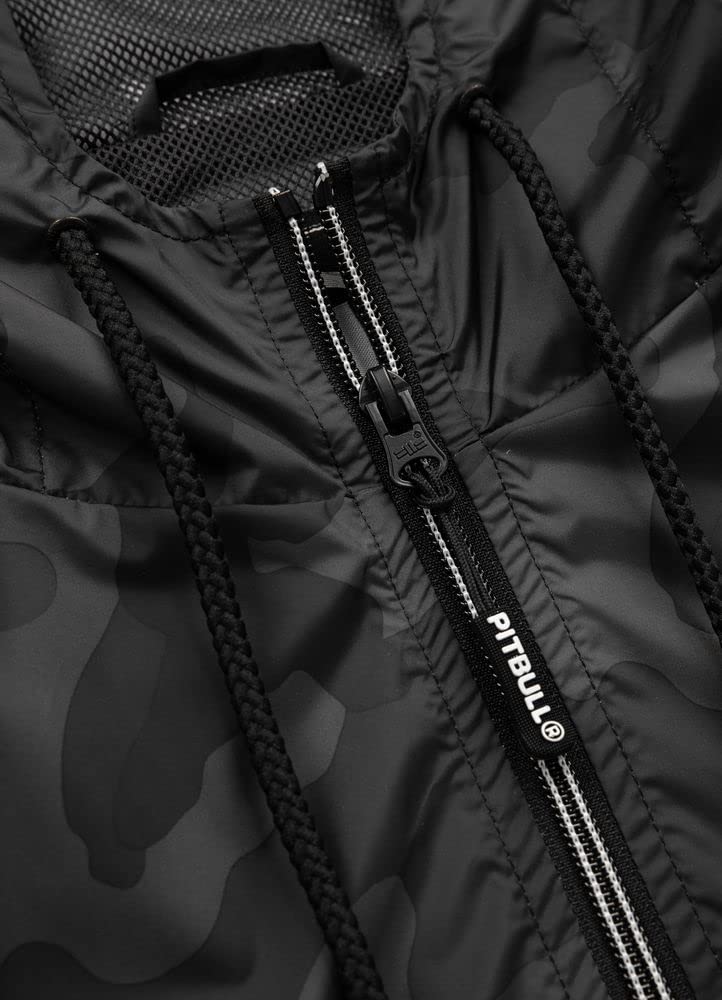 PITBULL - Chaqueta Cortavientos Hombre Deportiva con Capucha, West Coast, Chaqueta Ligera y Cremallera, Chaqueta Deportiva Transpirable para Exterior, Bolsillos con Cremallera