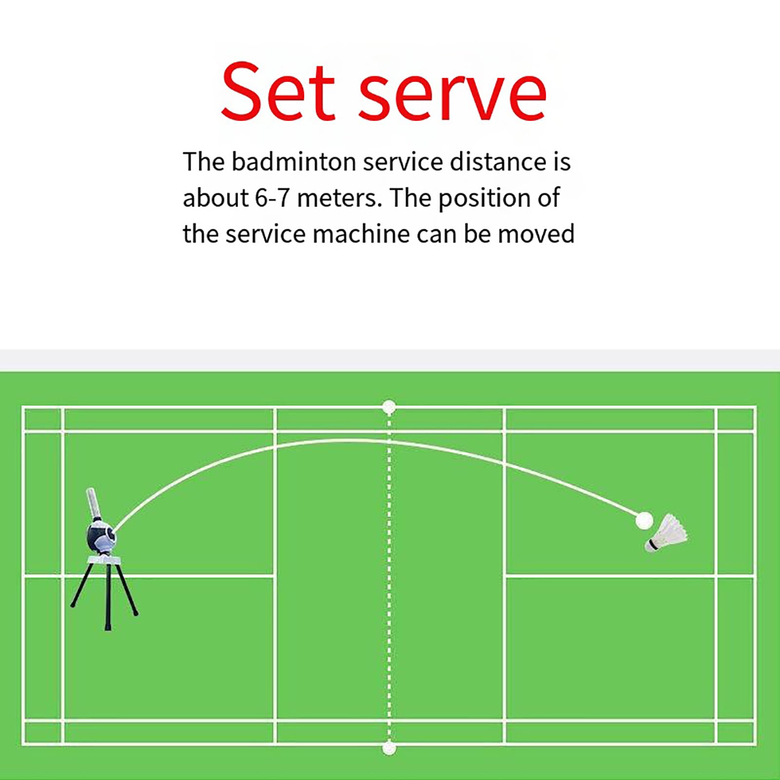 Badminton Serving Machine, Automatic Badminton Trainer with Bracket, 30 Ball Capacity(Does Not Contain)/Fixed-Point Serve/Tee Distance 6-7m/ One-Button Start, for Outdoor Sports
