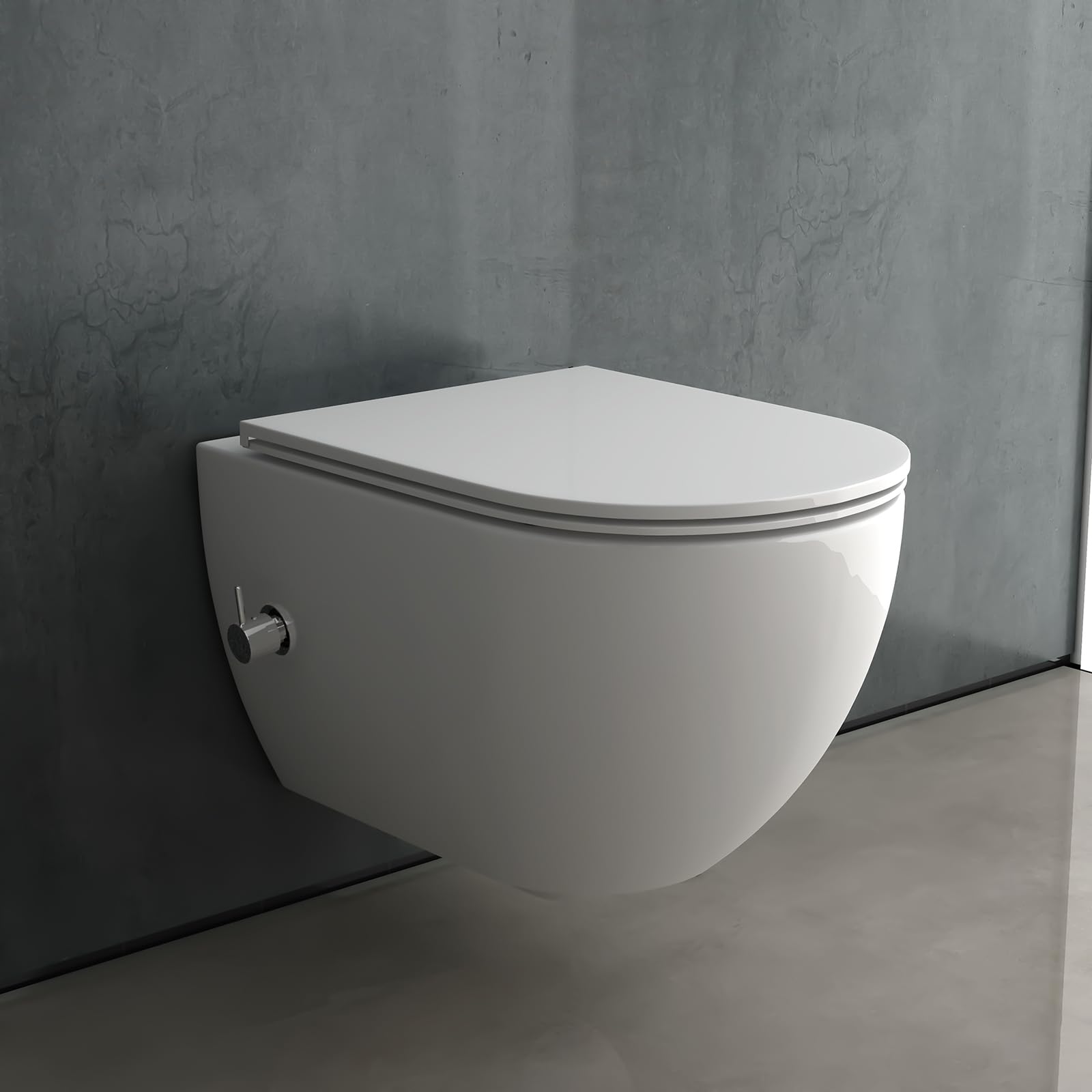 Alpenberger Bidet WC | Dusch WC Set | Hänge WC ohne Spülrand | Toilettendeckel mit Absenkautomatik | Toilette mit Schallschutz & Podusche | Kloschüssel mit Armatur | Passend Geberit