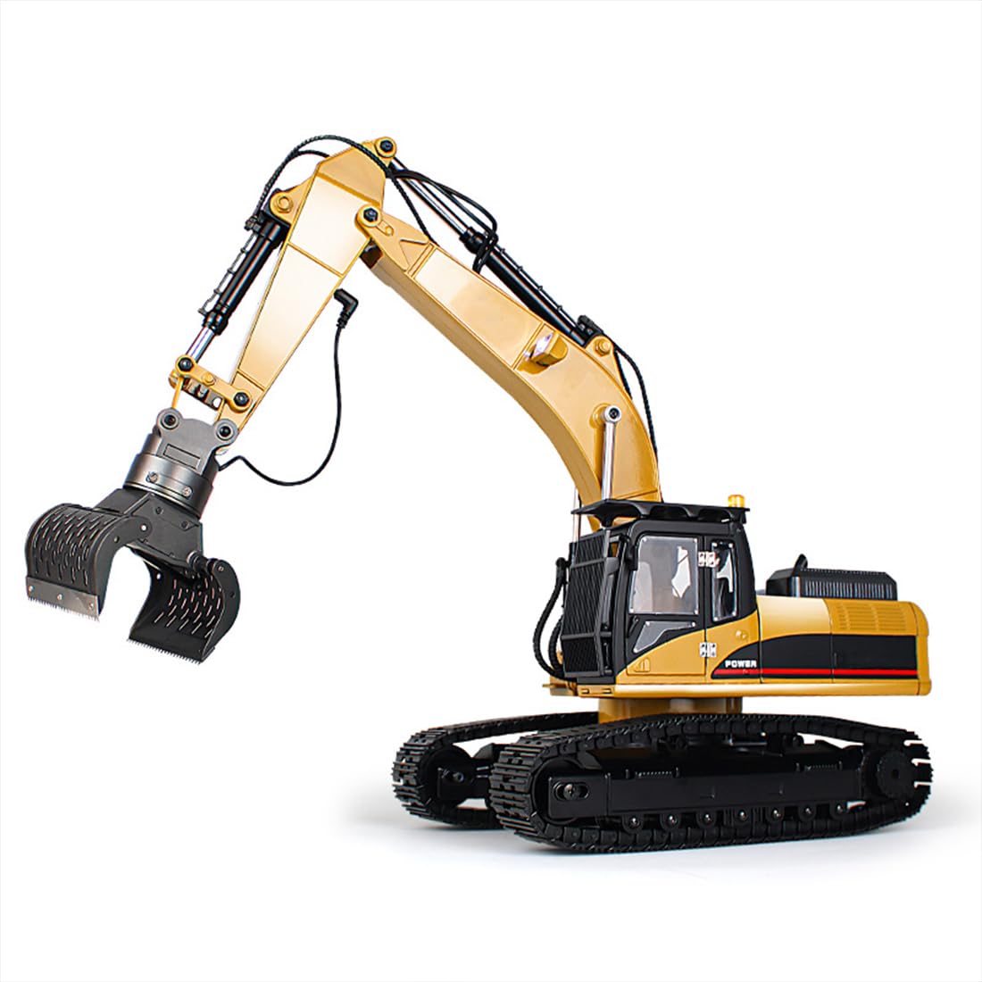 Excavadora RC 5 en 1 de metal completo 1/14, modelo de vehículo de construcción 23CH 2.4G con humo y luces, para adultos