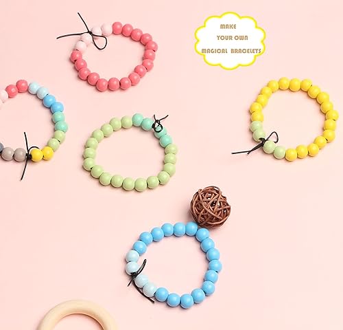 Miniatura 167 de Cuentas de madera redondas blancas de 0.394 in, 300 cuentas sueltas pintadas con espaciadores suaves para manualidades, collares y pulseras