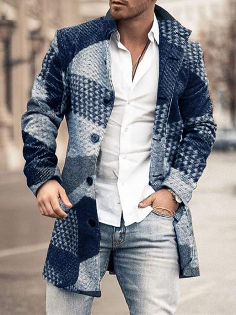 Yesgirl Cappotto da uomo in calda lana, giacca lunga, trench casual, soprabito, parka, giaccone, capospalla alla moda, giacca a vento, L