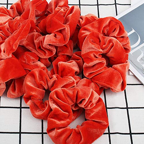 Didder 20 Pcs Hair Scrunchies Velvet Elastics Scrunchy Hair Ties Orange Soft Scrunchie Bobbles Ropes Scrunchie Solid Color Hair Bands For Women Girls #TOP2