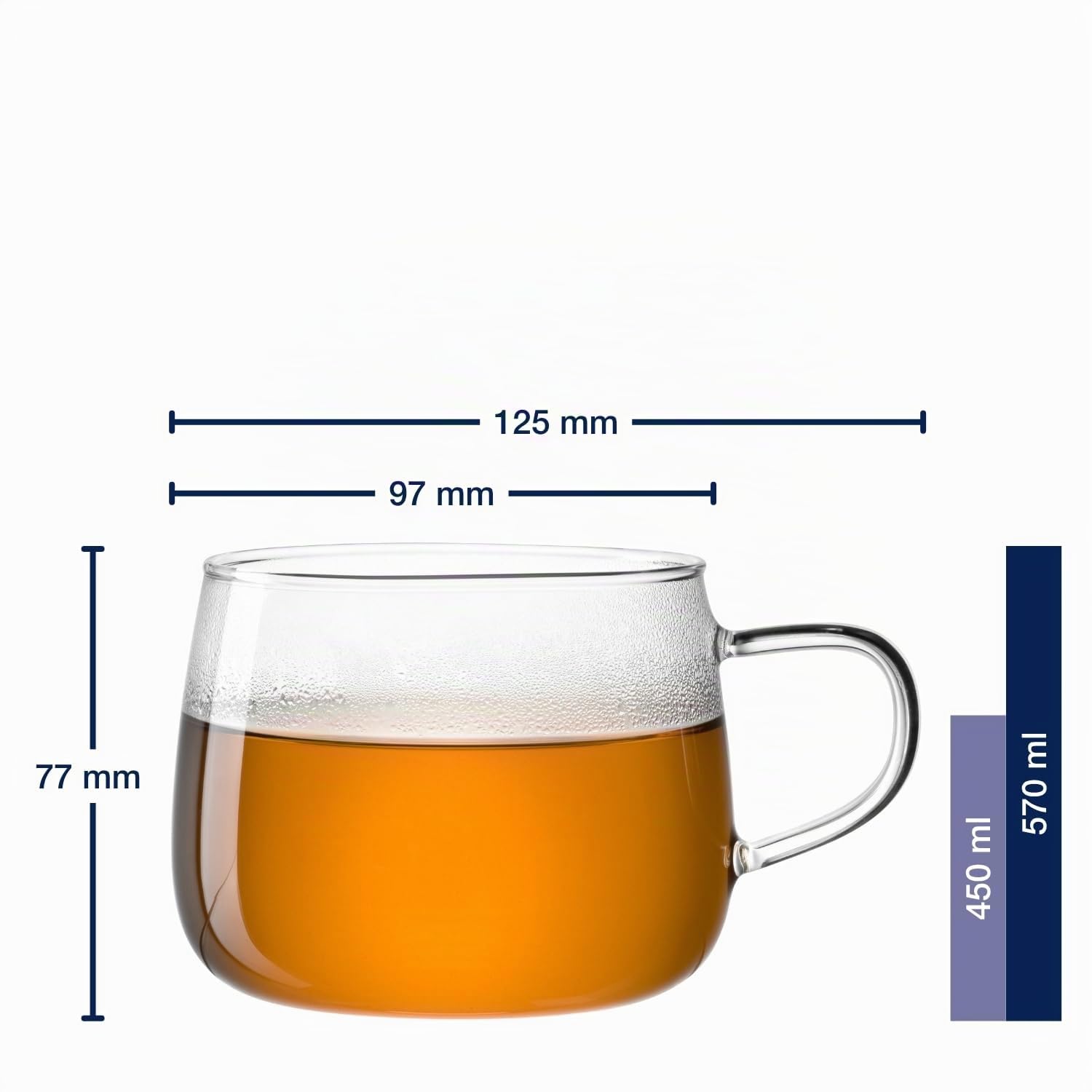 LEONARDO HOME Tè per Te Set di 4 tazze da tè in vetro borosilicato a pareti spesse, realizzate a mano, capacità 450 ml, lavabili in lavastoviglie, 4 bicchieri da tè trasparenti, 077385