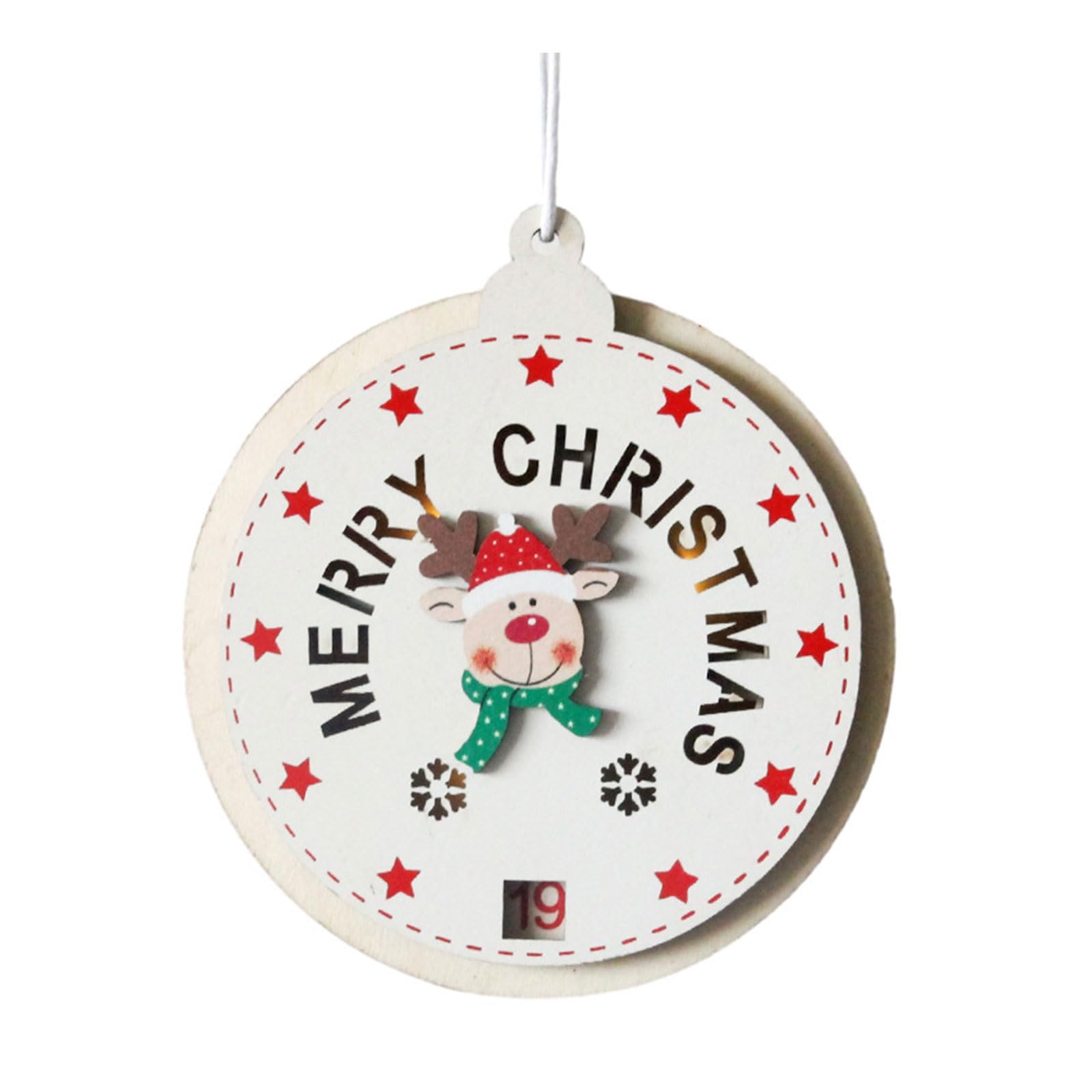 Buxuaaaa Holiday Pendants Christmas Countdown Calendar Decor Santa and Reindeer Advent Calendar Christmas Tree Pendants Smooth Exterior