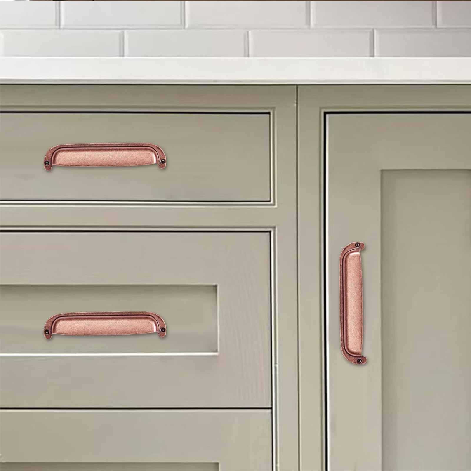 KHTUMEWARE-170354 Antique Copper Cabinet Pulls CTC 2-1/2 in (64 mm) 2-Pack in Antique Copper — KHTUMEWARE