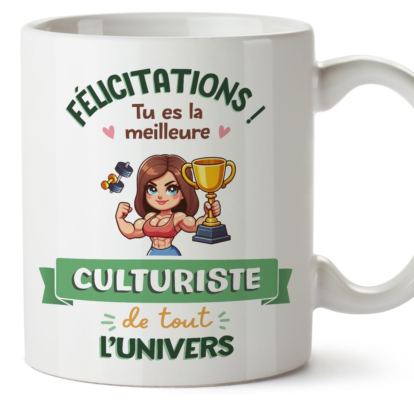 MUGFFINS Bodybuilder Woman Mug - in French - Meilleur Univers Trophée - Funny Gift for Colleagues - Ceramic 11oz Mug — image 1