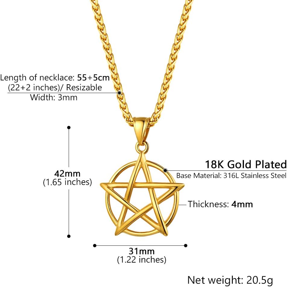 PROSTEEL Pentagram Pentacle Necklace for Men Women, Stainless Steel Tetragrammaton Amulet Satanic Jewelry, Wiccan 5 Point Star Satanism Pendant Necklace - Image 5