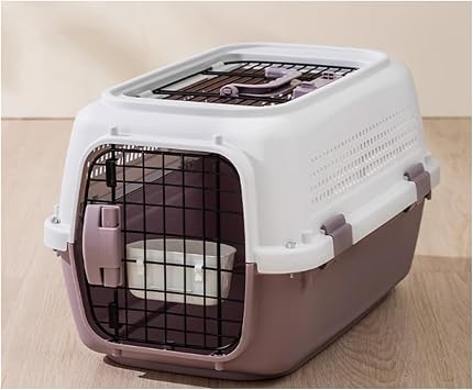 Dog Crate Air Box Cat Cage Checked Pet Breathable Travel Large Capacity Dog Portable Car Space CapsulePurple