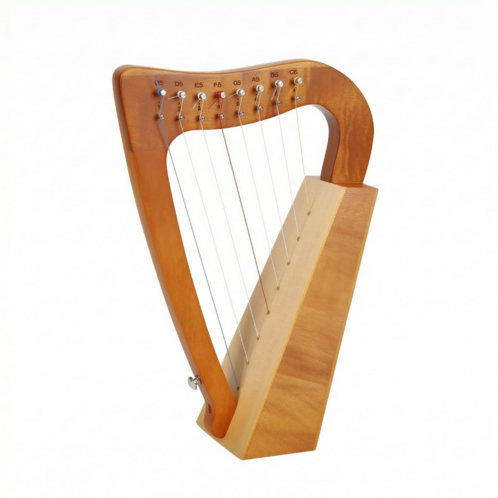 Qianly Arpa Lira con Chiave di Accordatura Compatta Arpa Lira Compatto Strumento Musicale per Studenti, 8弦【云杉木】原木色, 35X24 Cm