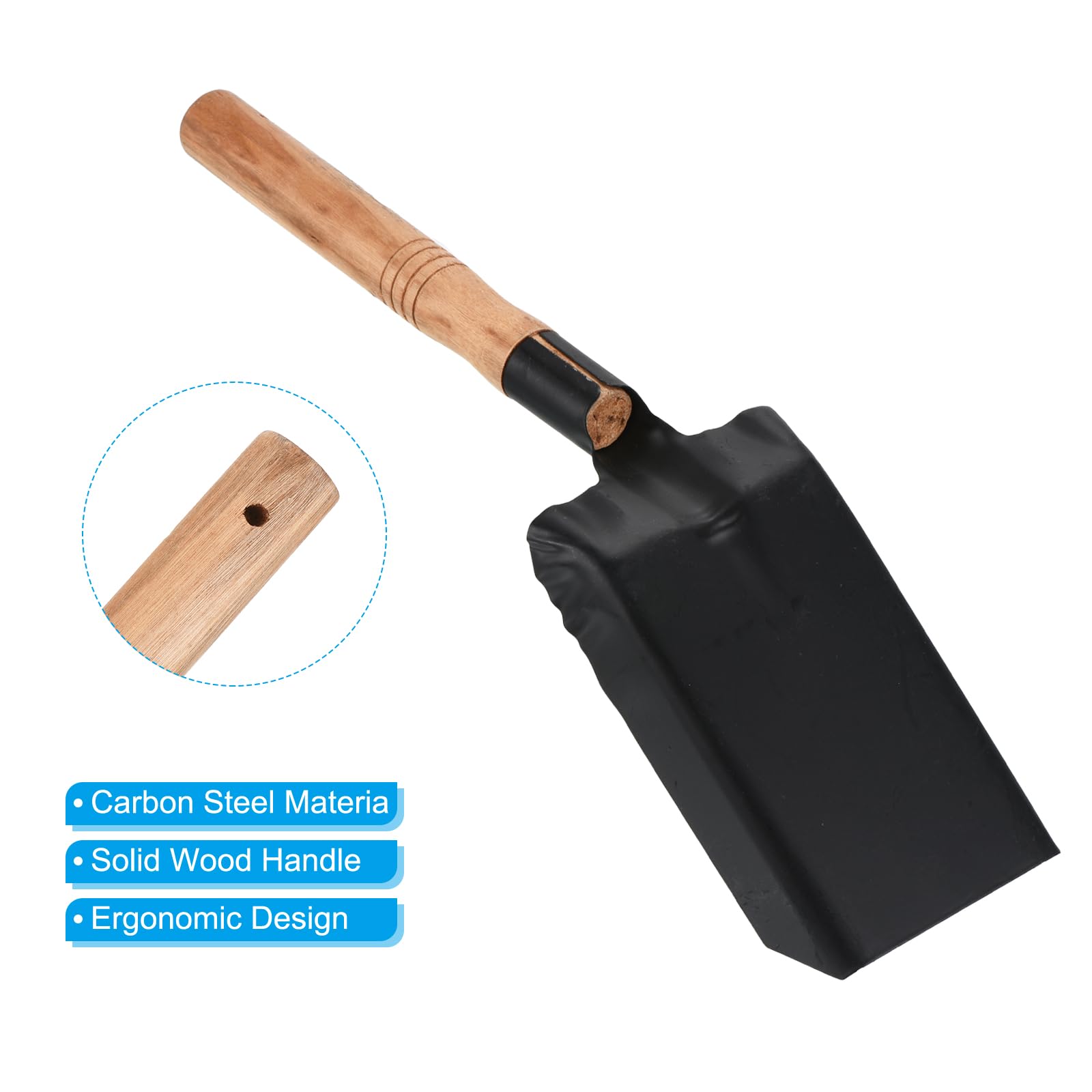 PATIKIL 14" Quadrato Punta Pala, Quadrato Scava Pala Carbonio Acciaio Piatto Testa Giardino Pala con Corto Legno Duro Manico, Nero Giallo