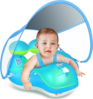 LAYCOL Baby Swimming Float with UPF50+ Sun Canopy Baby Floats for Pool No Flip Overbaby Pool for Baby Age of 3-36 Months