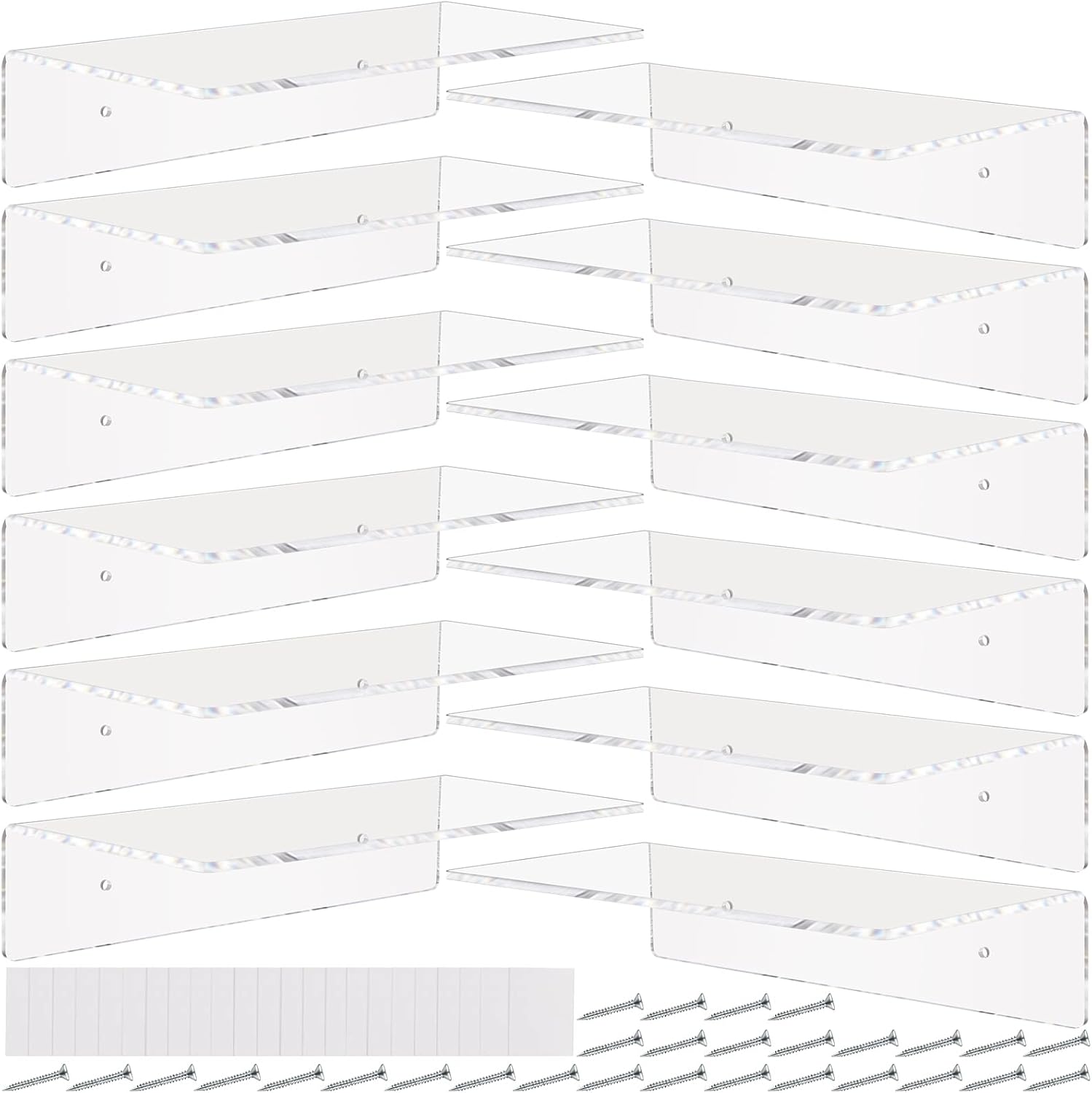 12 Pack Acrylic Floating Shelves 12 Inch Clear Acrylic